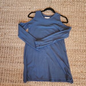 Abercrombie & Fitch Blue Open Shoulder Soft Comfy Long Sleeve XS Dress